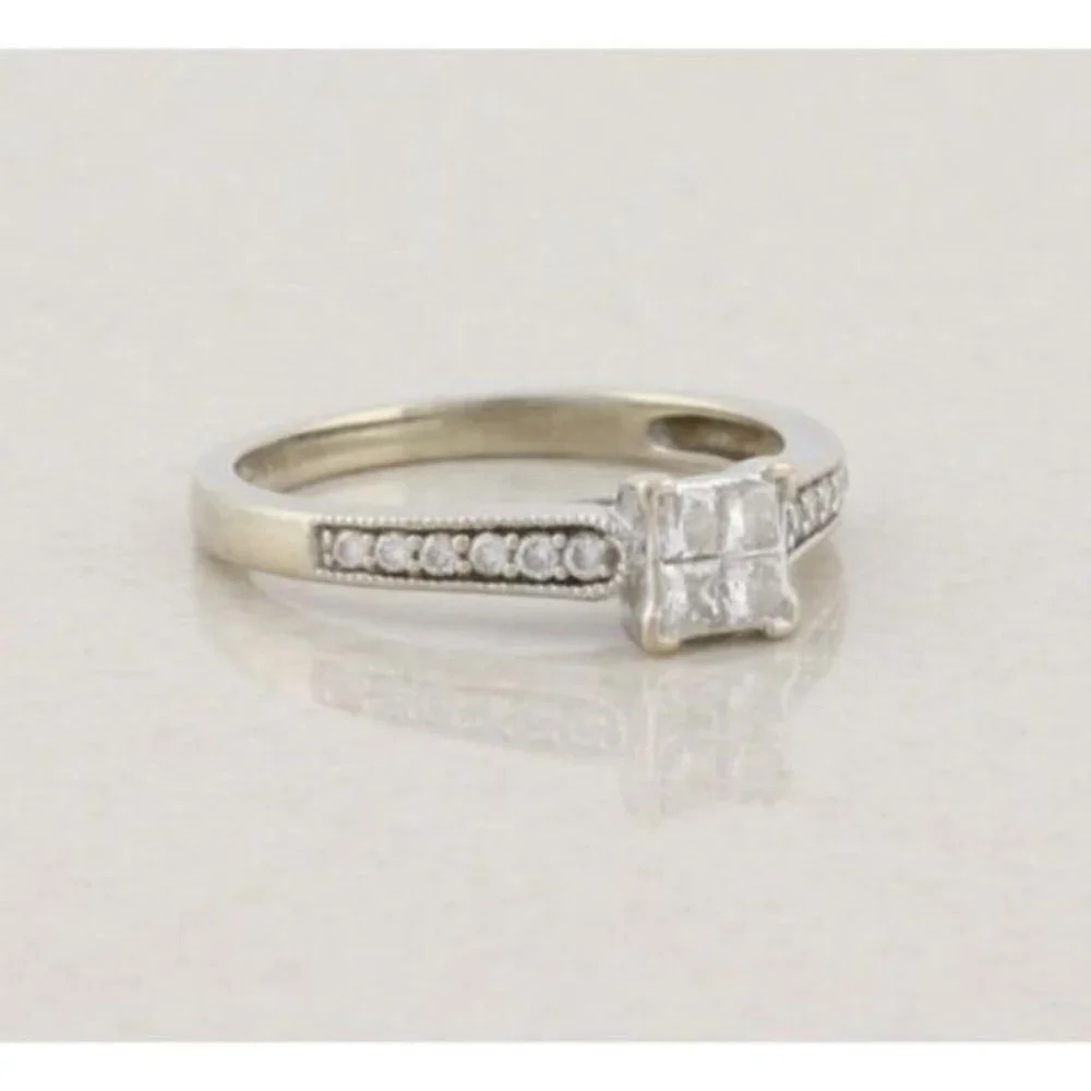 14k White Gold Diamond Ring .36 Carats Engagement Size 6 3/4 - Picture 3 of 8